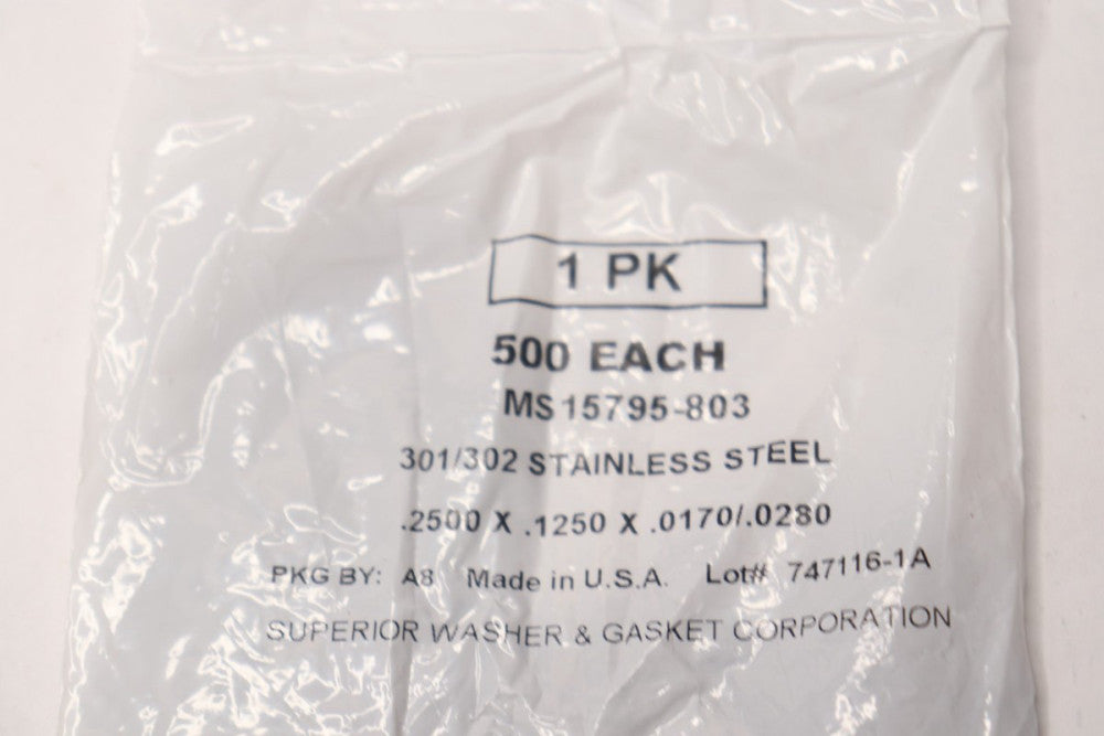 (500-Pk) Military Standard Flat Washer Stainless Steel 0.125" ID 0.25" OD 