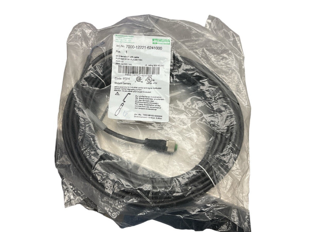 MurrElectronik 7000-12221-6241000 M12 female 0° with cable 5-PIN PUR 4x0.34 10M