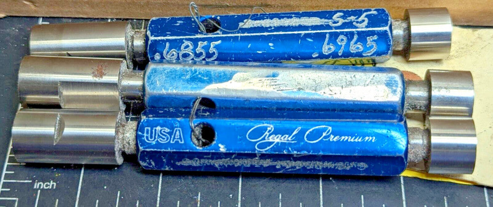 (3) each .6855” / .6965” GO/NOGO Cylindrical Plug Gauge REGAL 701056 [B5S4]#19