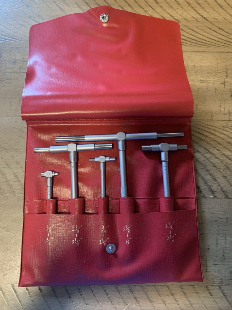 Vg Used Mitutoyo 155-904, 1/2" to 6" 5 Piece Telescoping Gage Set Original Case