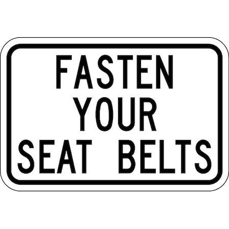 Lyle T1-1206-Eg_18X12 Buckle Up Traffic Sign, 12 In H, 18 In W, Aluminum,