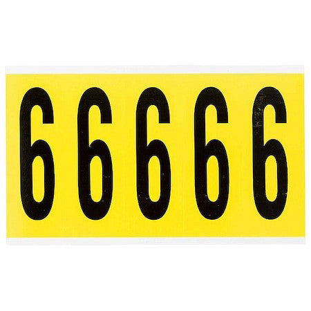 Brady 3460-6 Number Label,6,5Inhx1-3/4Inw,No. Cards 1