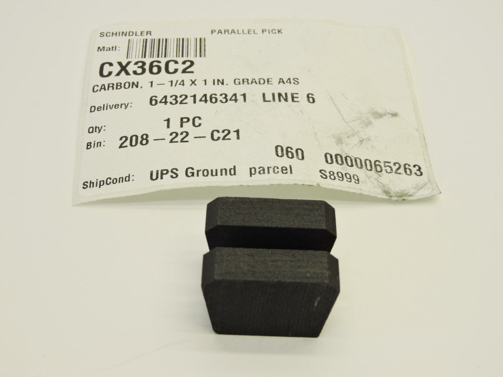 Schindler CX36C2 Carbon Brush 1 1/4" x 1" Grade A4S