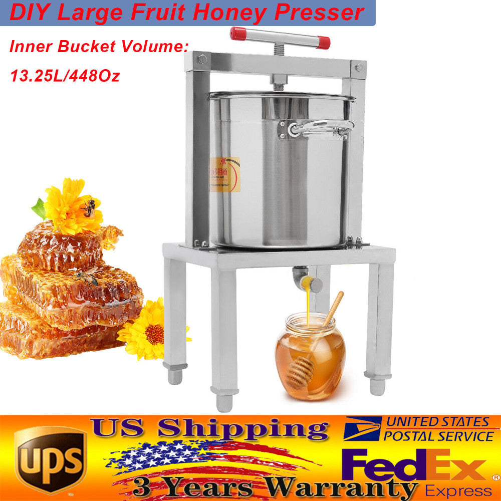 13.25L Fruit Press Honey Presser Stainless Pressing Plate Cider Wine Press New