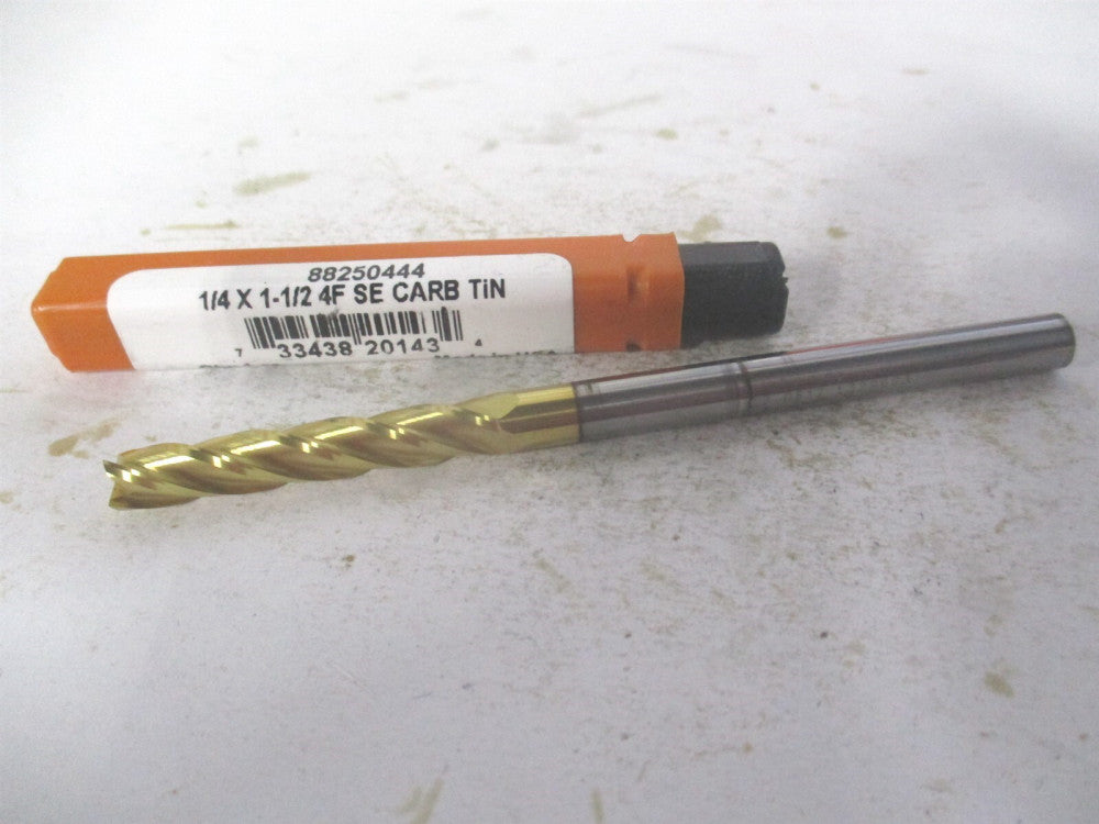 (750378) 1/4" x 1-1/2" x 1/4" x 4" OAL Solid Carbide 4 Flute Square End Mill 