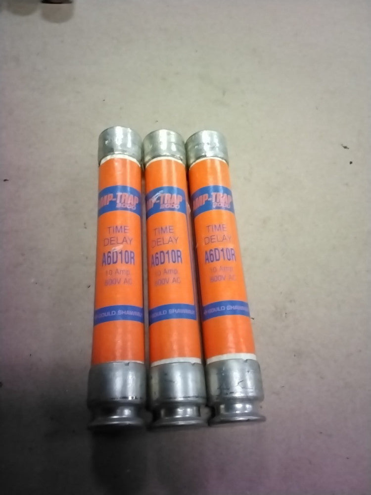 Gould Shawmut Amp-Trap A6D10R Fuse 10A 600VAC, Lot of 3