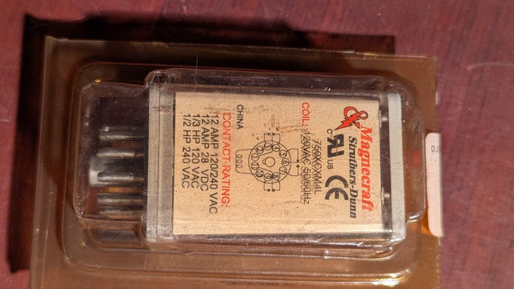 (1) Magnecraft Struthers Dunn 120VAC 12A Relay 750XCXM4L NIB