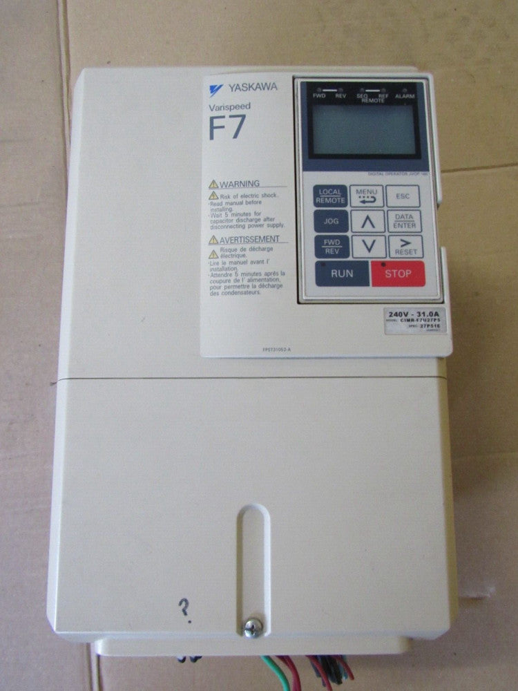 YASKAWA VARISPEED F7 12KVA AC DRIVE CIMR-F7U27P5 3PH 240V 31A XLNT USED TAKEOUT
