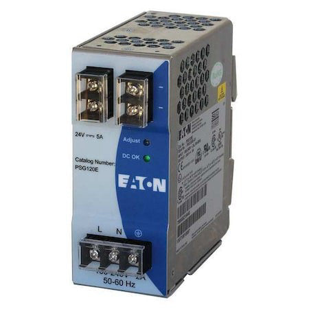 Eaton Psg120e Ac To Dc Power Supply, 100/240V Ac, 120 W, 5 A, Din Rail