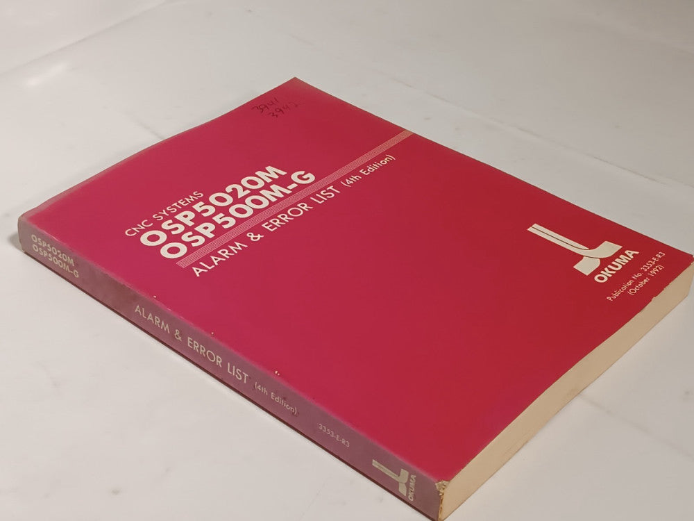 Okuma OSP5020M OSP500M-G CNC Systems Alarm & Error List 4th Edition No 3353-E-R3