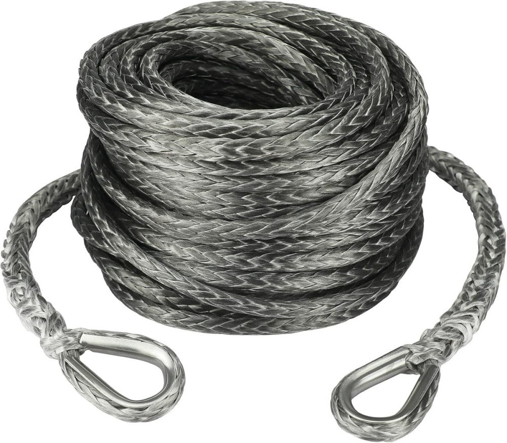 Ucreative 3/8 Inch x 92 Feet Synthetic Winch Rope extension 26,500 Lbs Gray
