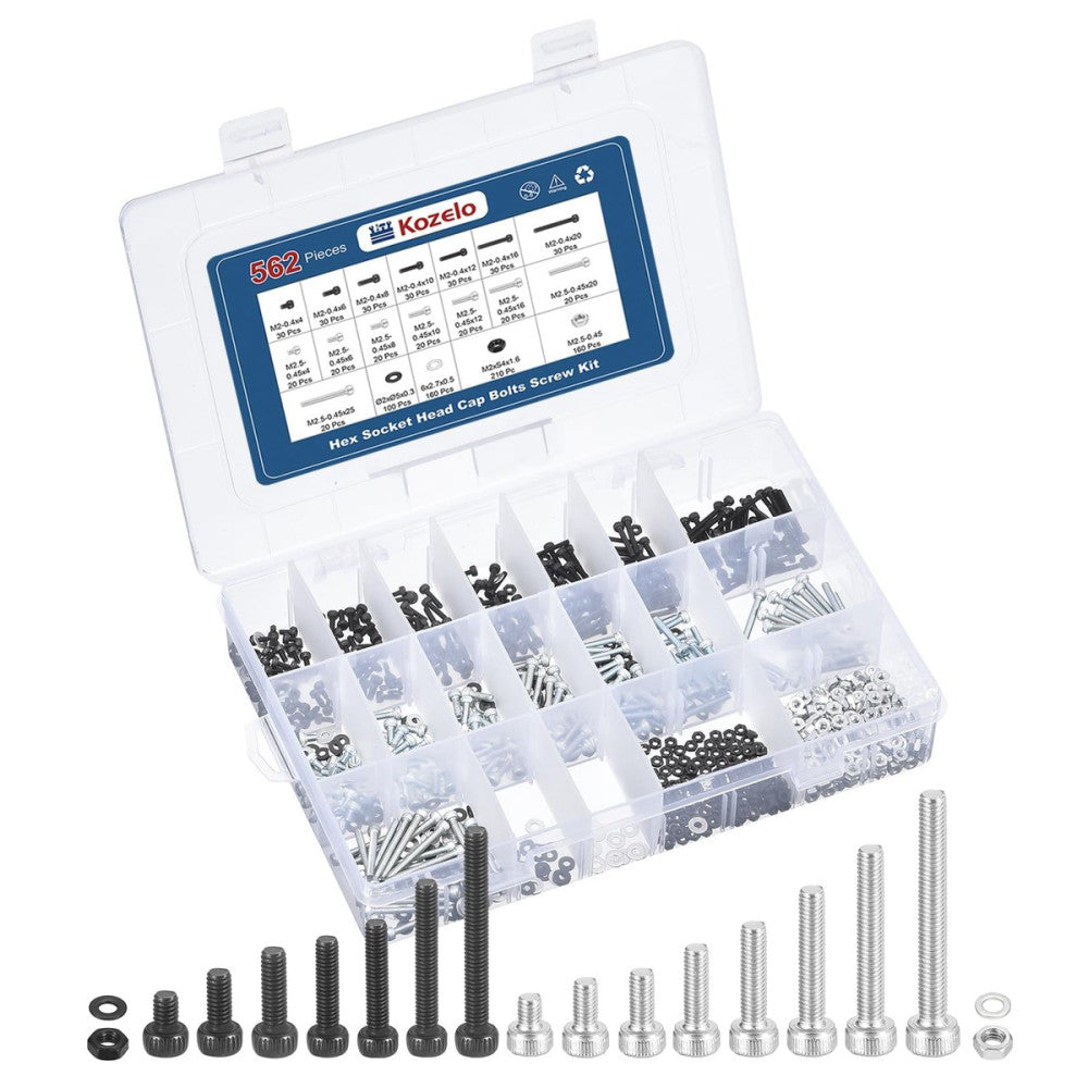 1000pcs Socket Head Cap Screws Bolts Nuts Assortment Kit - [M2/M2.5] Alloy St...