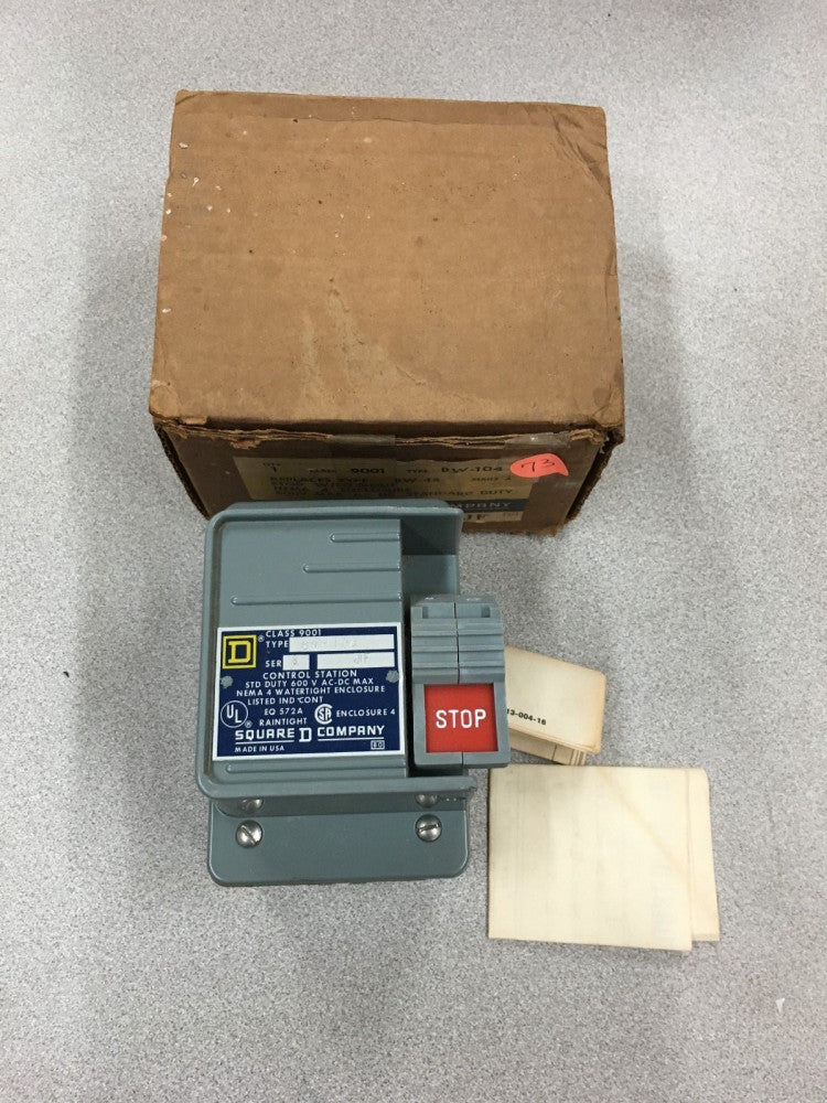 NEW IN BOX SQUARE D PUSHBUTTON STOP STATION 9001 BW-104 SERIES A