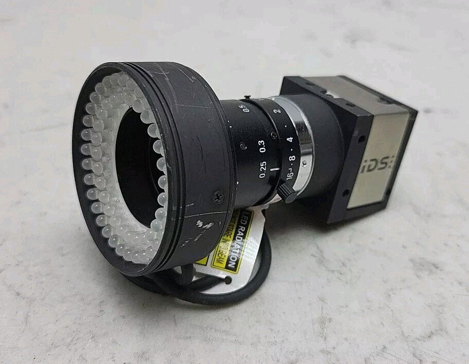 IDS UI-1480SE-C-HQ Camera w/Ricoh FL-CC2514-2M Lens Ccs LDR2-50SW2 Ring Light