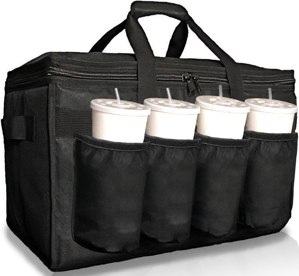 FRESHIE Insulated Food Delivery Bag with Cup Holders/Drink Carriers Premium