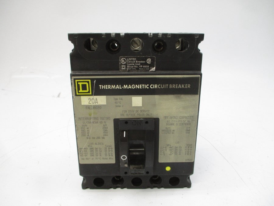 SQUARE D FAL36020 SER. 2 600VAC 20A UNMP