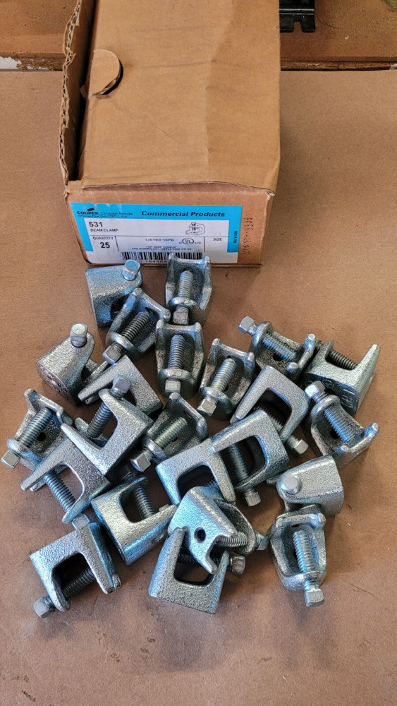 Lot Of 23 Cooper / Crouse Hinds 531 Beam Clamps For Rigid Conduit 3/4" Jaw...
