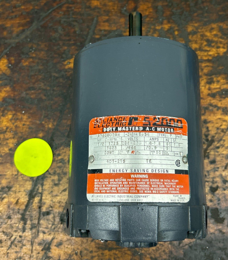 RELIANCE ELECTRIC DUTY MASTER AC MOTOR A7609078N 1/2 HP 1725 RPM
