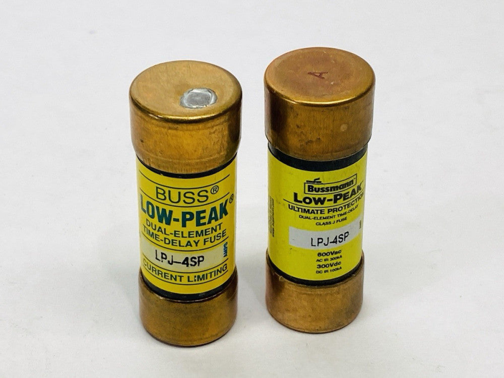 Bussmann LPJ-4SP Low-Peak Dual Element Time Delay Fuse 4A 600VAC LOT OF 2