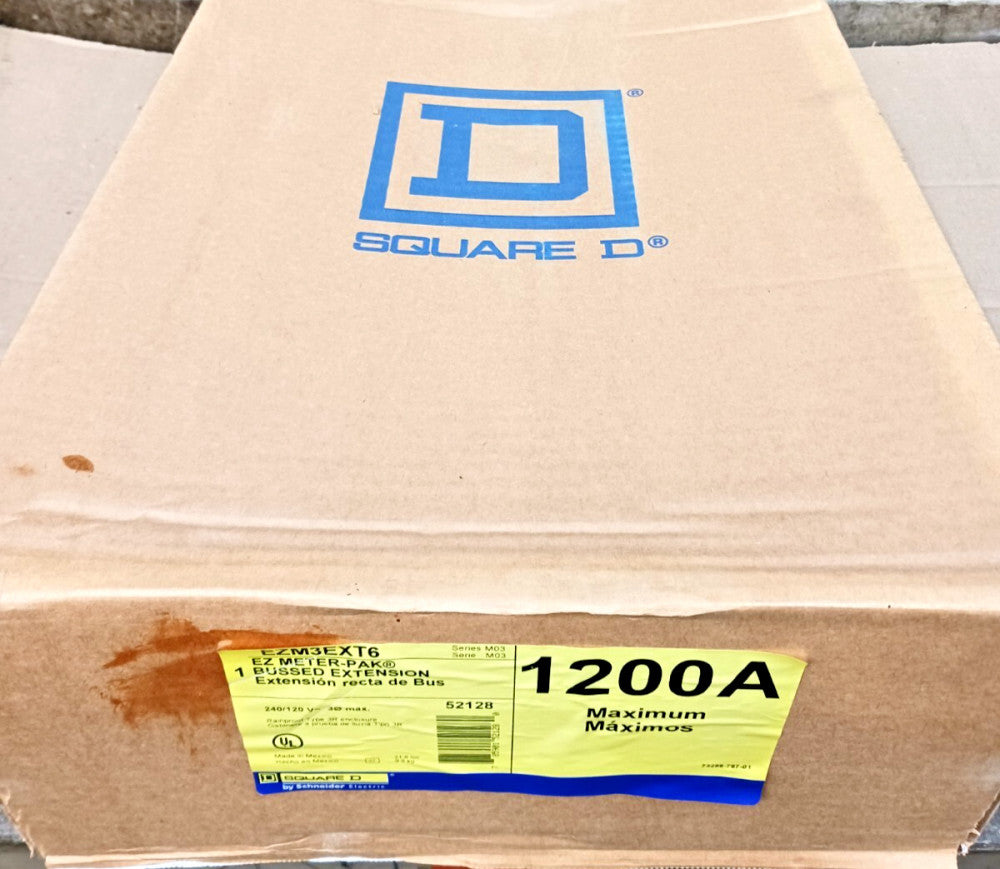 New Square D EZ Meter-Pak Bussed Extension 1200 A 240/120v 3 Phase 3R  EZM3EXT6