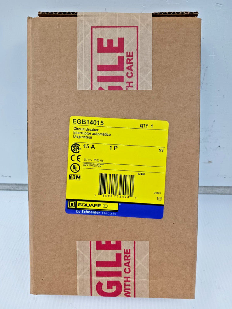 New Square D 15 Amp Bolt-On Circuit Breaker 1 Pole 277 VAC 65kA EGB14015