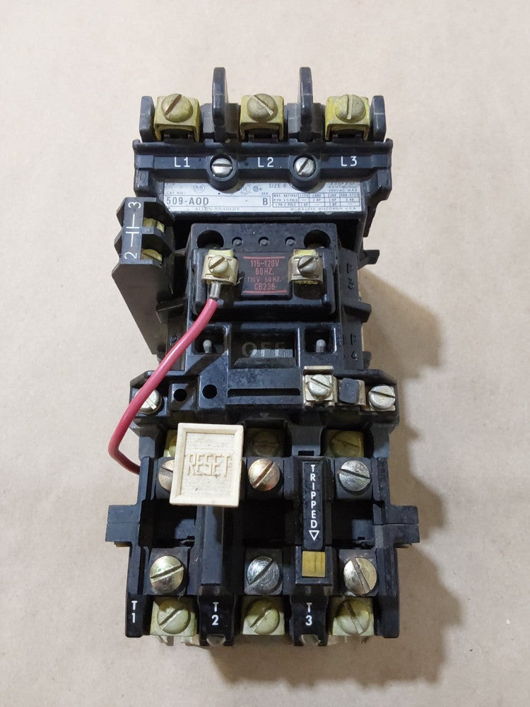 ALLEN BRADLEY 509-AOD / 509-A0D SER B MOTOR STARTER NEMA SIZE 0