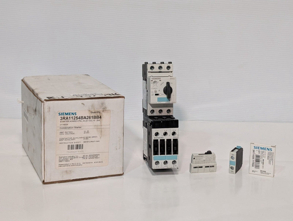 Siemens 3RA11254BA261BB4 Starter, 3RT1926-1TR00 Surge Suppressor, 2 Aux Contacts
