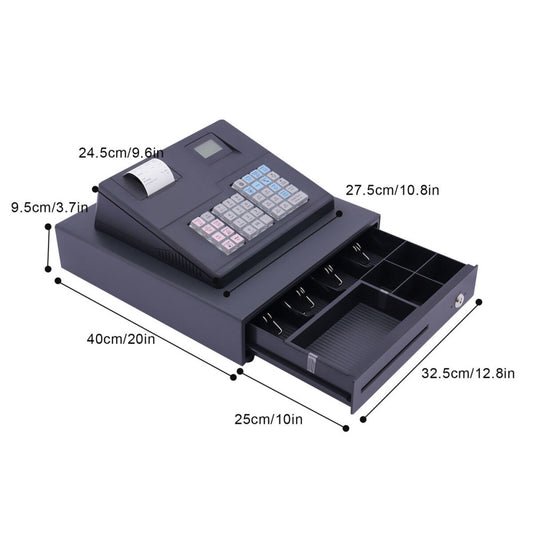 39 Keys Electronic Cash Register Black Thermal Cash Register with Cash Drawer