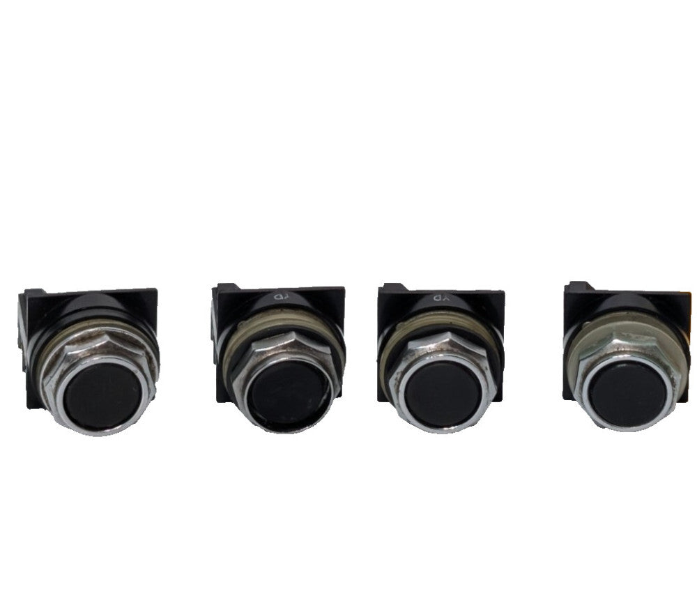 Lot of 4: GE General El CR104P Black Push Operating Control Buttons,  NEMA A600