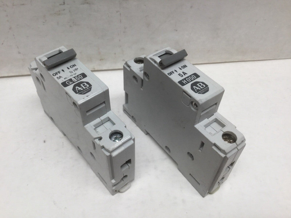 Allen Bradley 1492-CB1 H050 & G050 5 AMP Circuit Breaker (2 Breakers)