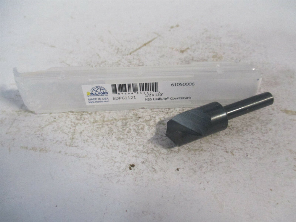 (61050006) 1/2" x 1/4" x 2" OAL 1 Flute 120° High Speed Steel Countersink 
