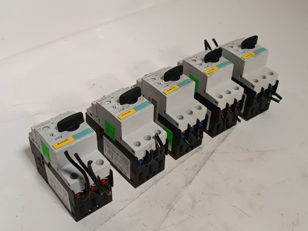 Lot of 5 Siemens 3RV1021-1AA10, 3RV1021-1KA10, 3RV1021-1HA10 Circuit Breakers