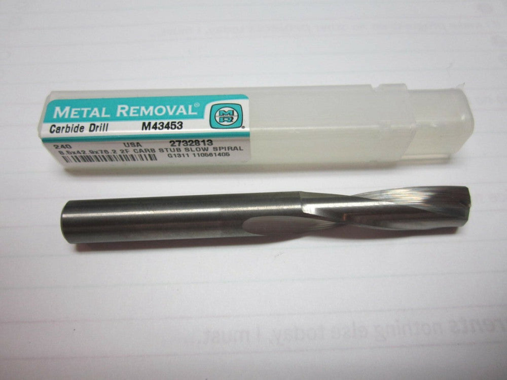 Metal Removal (M43453) 8.5 x 42.9 x 76.2 Carbide Stub Screw Machine Drill Bit