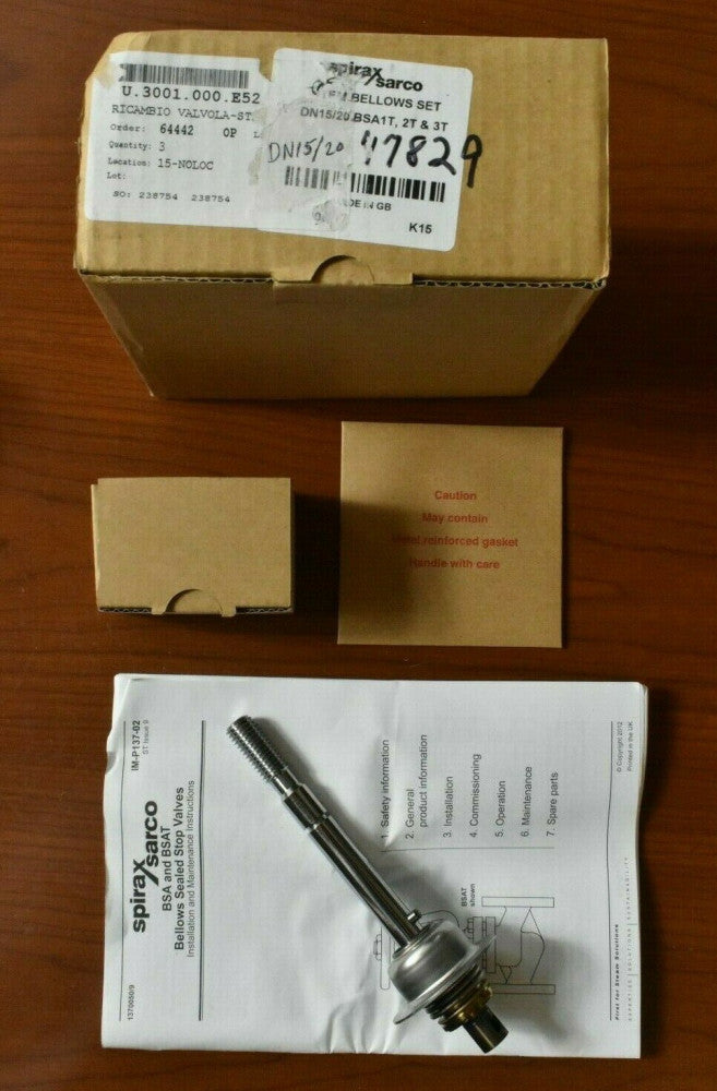 Spirax Sarco DN15/20 Stem Bellows Set BSA1T, 2T, 3T