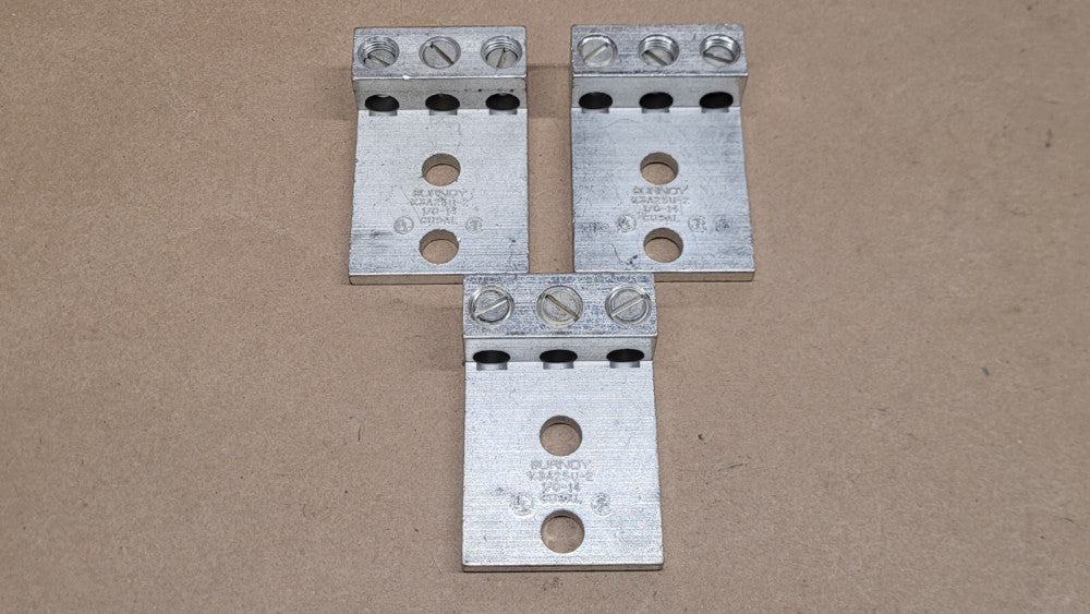 Lot of 3 Burndy K3A25U-2 Mechanical Lugs 1/0-14 CU9AL