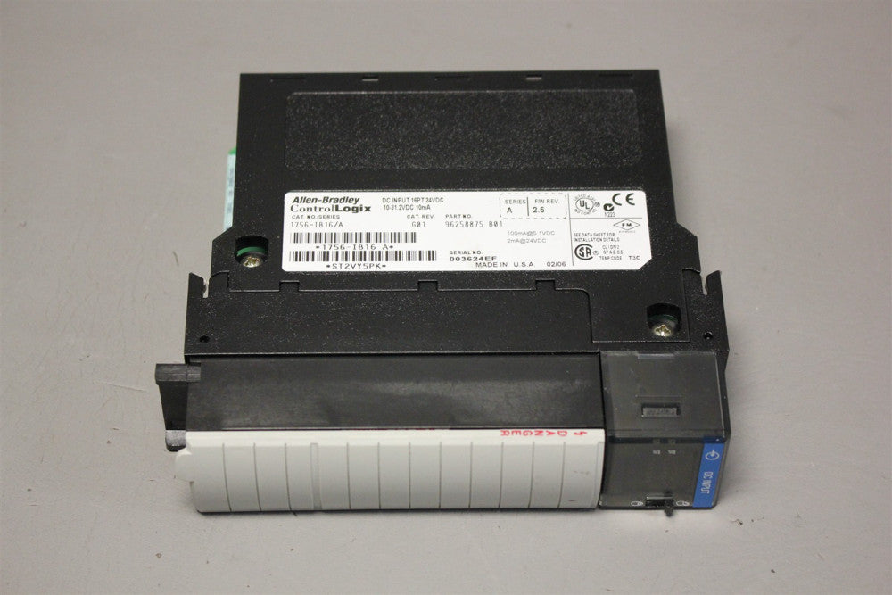 ALLEN BRADLEY CONTROLLOGIX DC INPUT 16PT 24VDC PLC MODULE 1756-IB16/A FW 2.5
