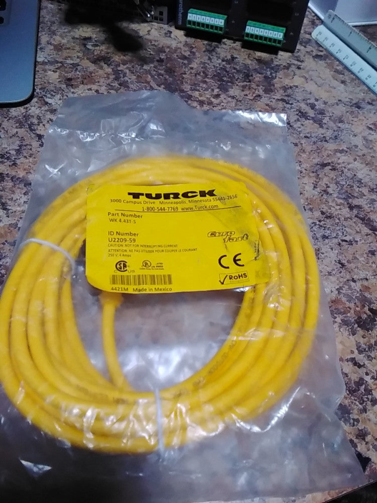  Turck WK 4.43T-5 Sensor Cordset Cable Cord U2209-59 WK443T5 250v 4a NIB