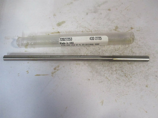 (433-0.2725) 0.2725" x 1-1/2" x 6" Straight Shank HSS 6-Flute Chucking Reamer 