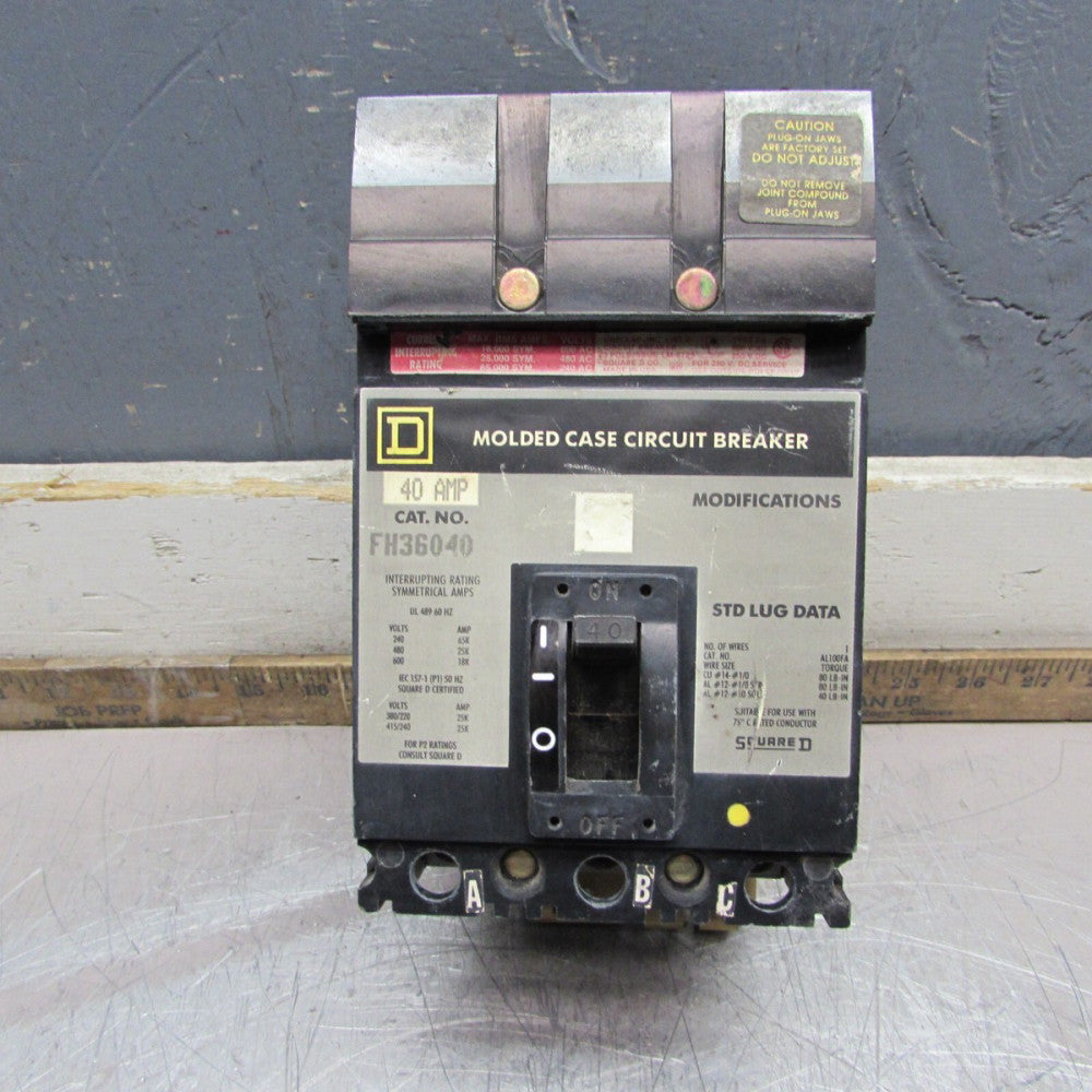 SQUARE D FH36040 , I-LINE CIRCUIT BREAKER ,3P/600V/40A, TAKEOUT! MAKE OFFER!