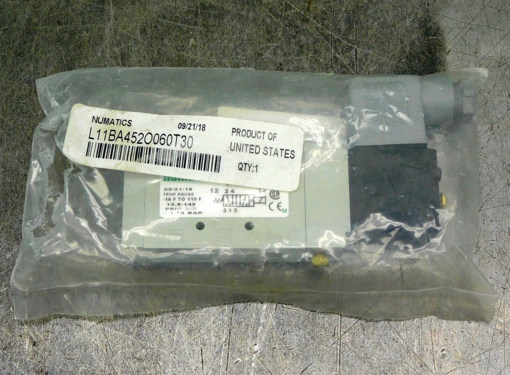 Numatics L11BA452O060T30 Pneumatic Solenoid Valve 14.5-145 PSIG