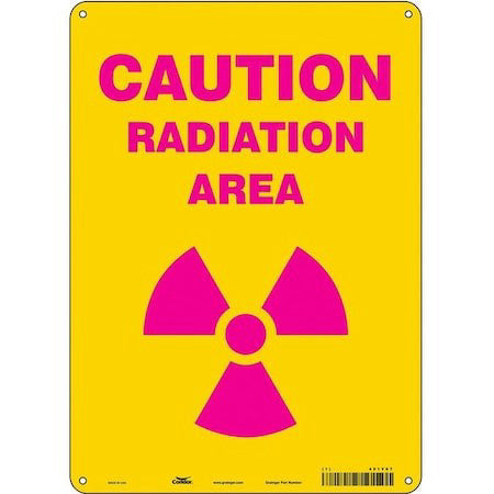 Condor 451Y67 Radiation Safety Sign, 14 In H, 10 In W, Aluminum, Vertical
