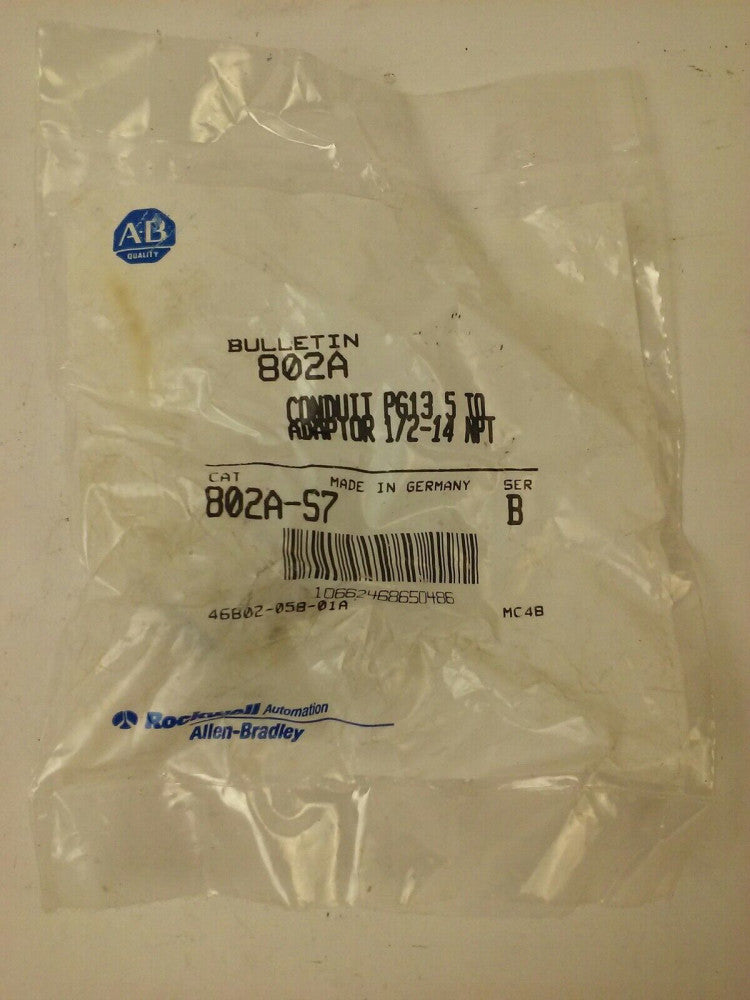 ALLEN BRADLEY 802A-S7 SER.B CONDUIT ADAPTER,CONDUIT ADAPTER PG13.5 TO 1/2-14 NPT