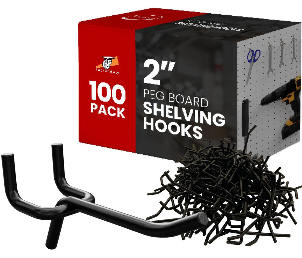 100 Pack 2 inch Length Steel Black PEG Board Pegboard Shelving Hooks Wholesal...