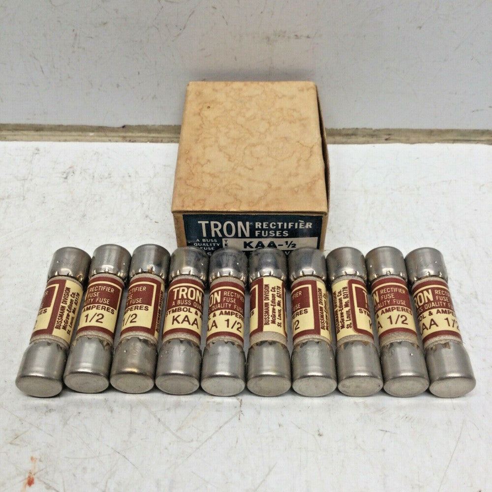 BUSS BUSSMANN TRON KAA 1/2 Rectifier Fuse 1/2 AMP 130VAC (LOT of 10)