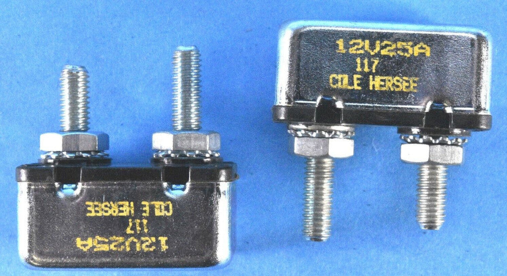 2 (Two) Cole Hersee 12Vdc @ 25A Type I Box Style Circuit Breakers P/N: 30056-25