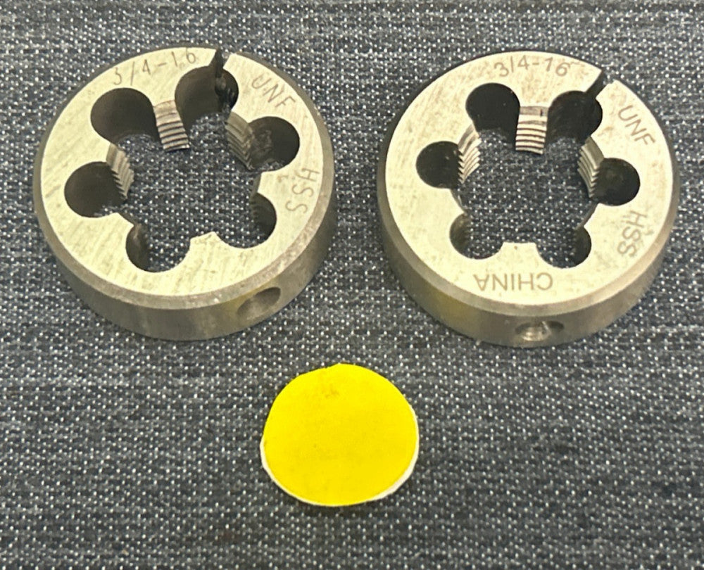 UNBRANDED HSS ADJUSTABLE ROUND SPLIT DIE 3/4" - 16 UNF   LOT OF 2