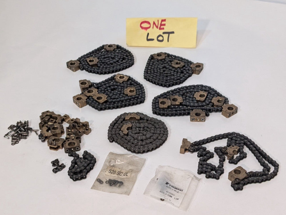 Lot of 6 Unbranded Roller Chains with Chain Blocks - Plus Additional Components