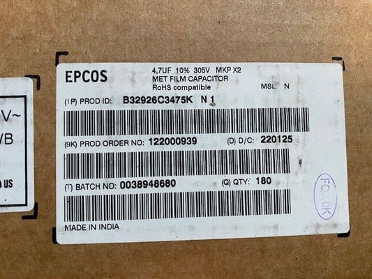 (Pack of 180) B32926C3475K / B32926C3475KN1 EPCOS / TDK