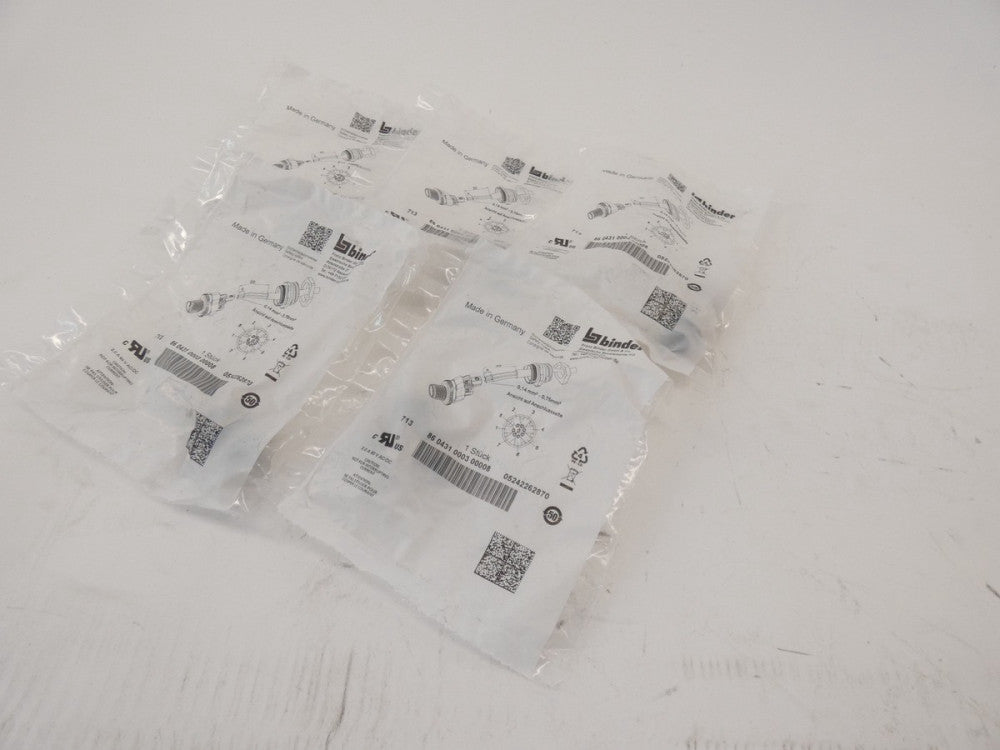 *Lot of 5* Binder 0860431 0003 00008 Panel Mount Connector 60VAC/DC 2A - NEW ...