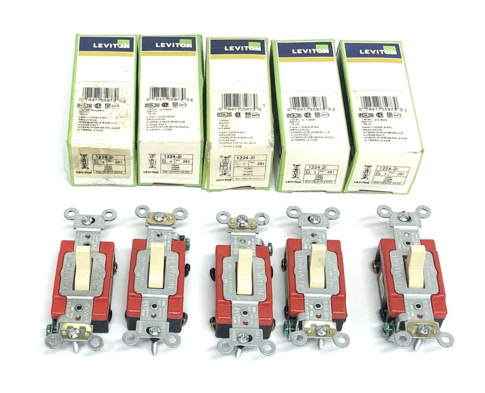 Leviton Ivory 20A 120/277W 3-Way Switch 1224-2I [Lot of 5] NOS
